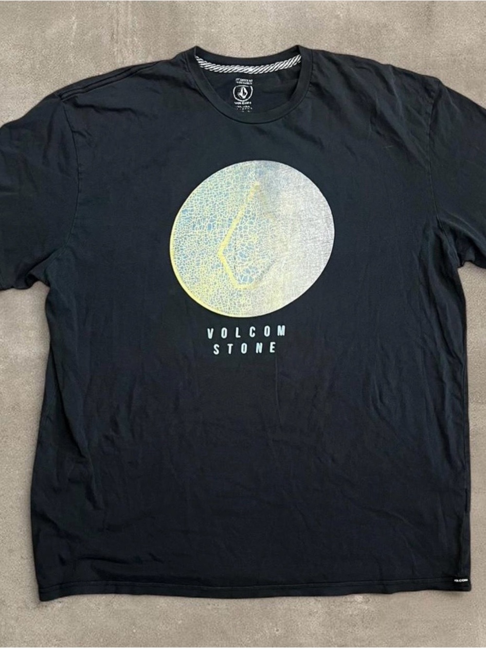 Volcom Black Short-Sleeve Tee with Pale Yellow Circular Graphic